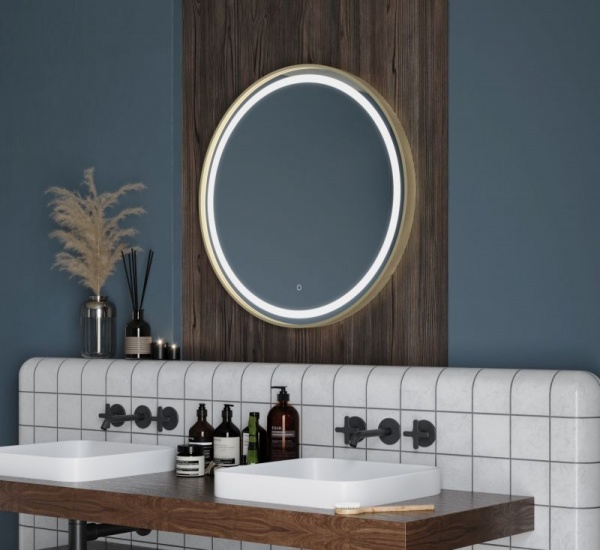 Lomax Light Illuminated Round Mirror - brushed brass - Lime Kitchen ...